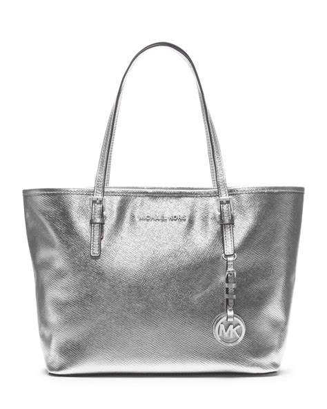 michael kors jet set chain tote silver|Michael Kors designer tote jetset.